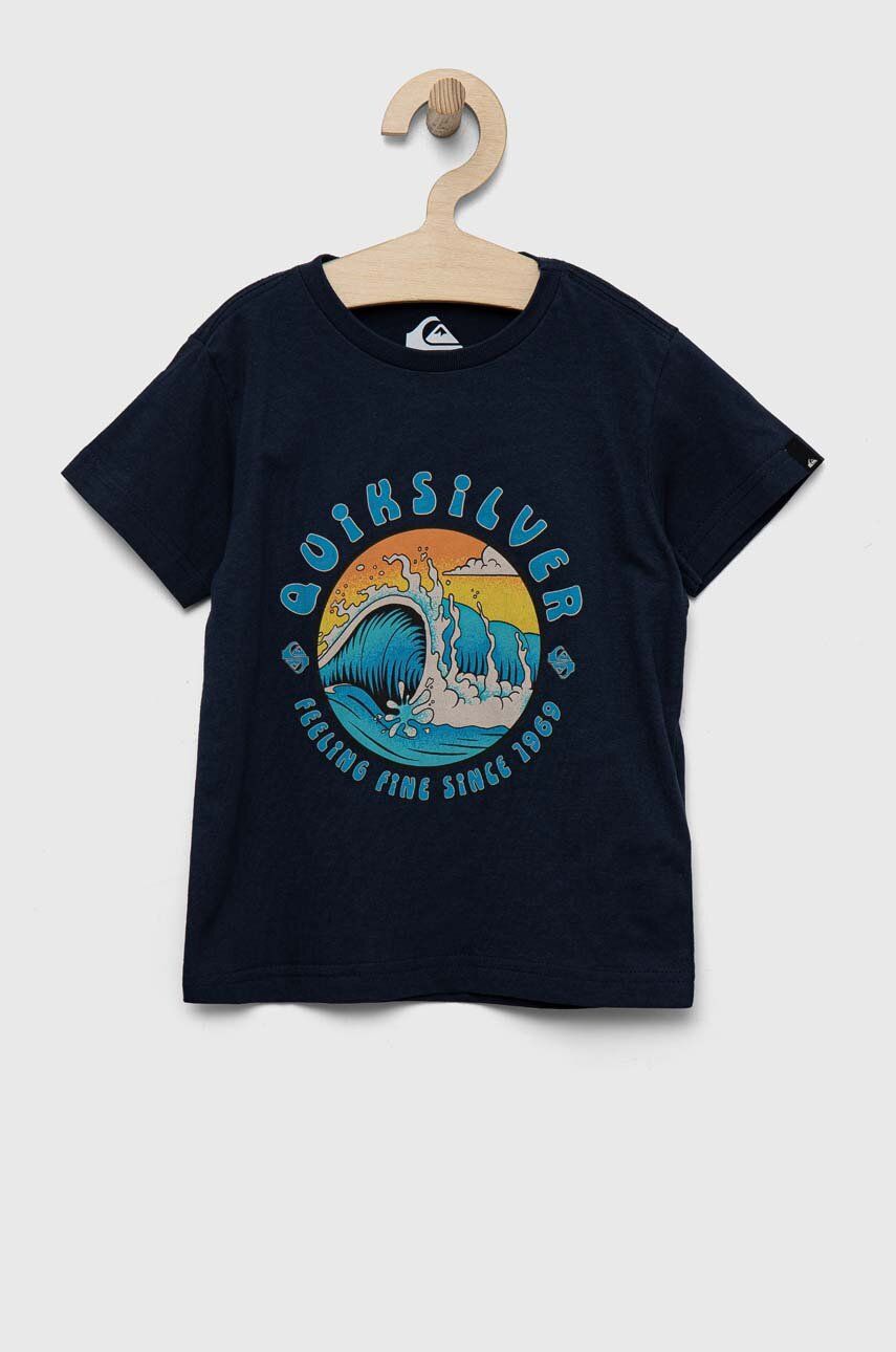 Quiksilver tricou de bumbac pentru copii culoarea albastru marin, cu imprimeu