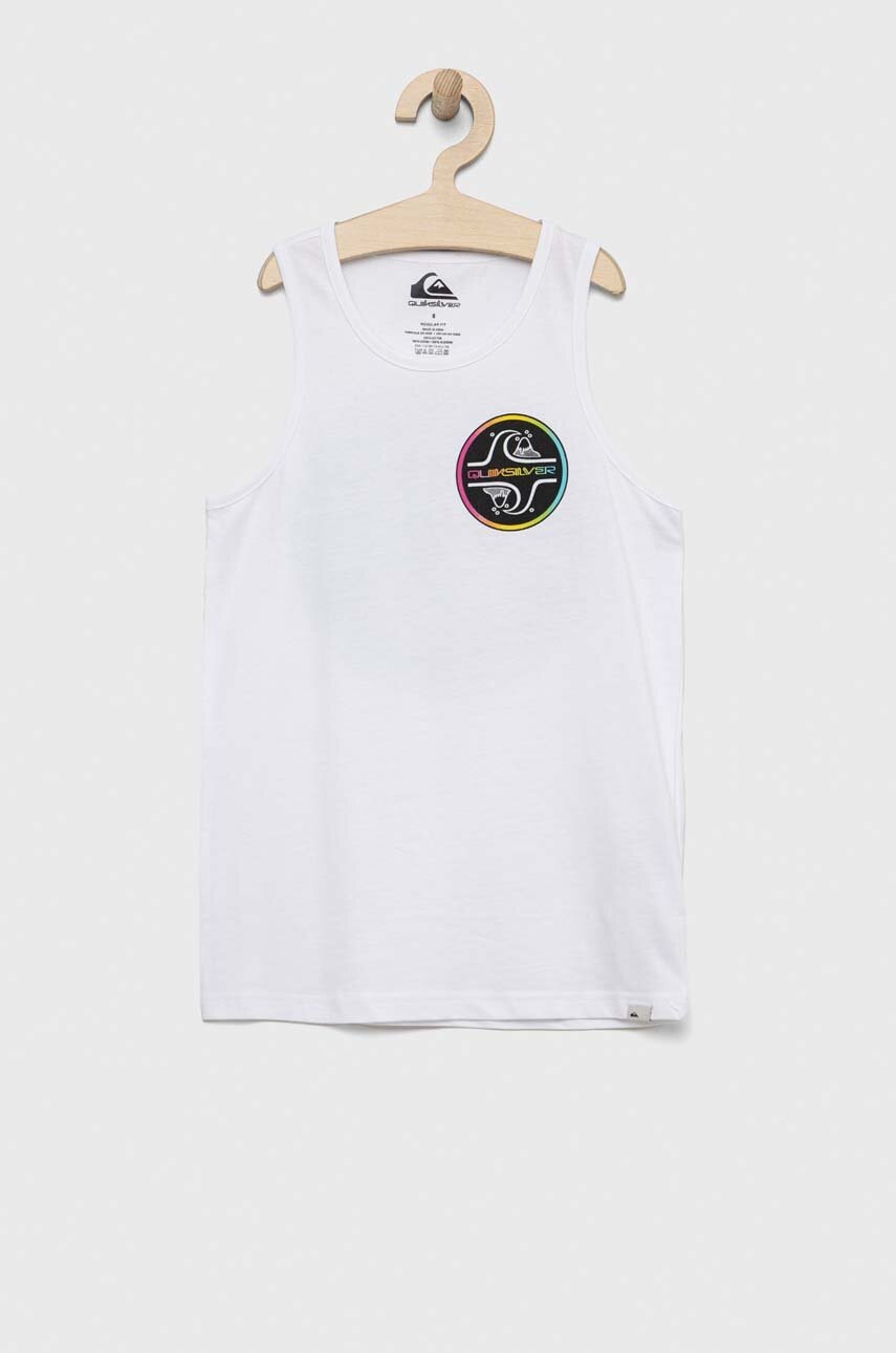 

Детски памучен топ Quiksilver в бяло с десен, Бял