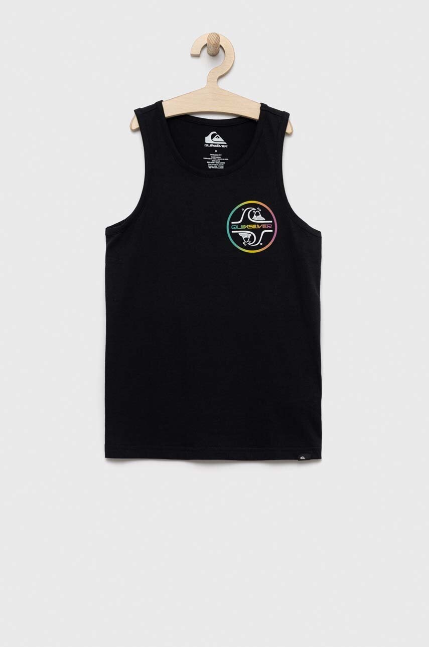 

Детски памучен топ Quiksilver в черно с десен, Черен