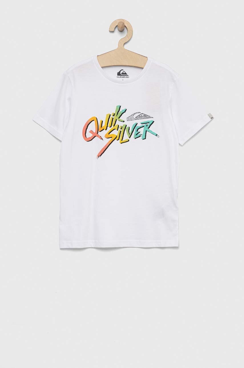 

Детская хлопковая футболка Quiksilver цвет белый узорная