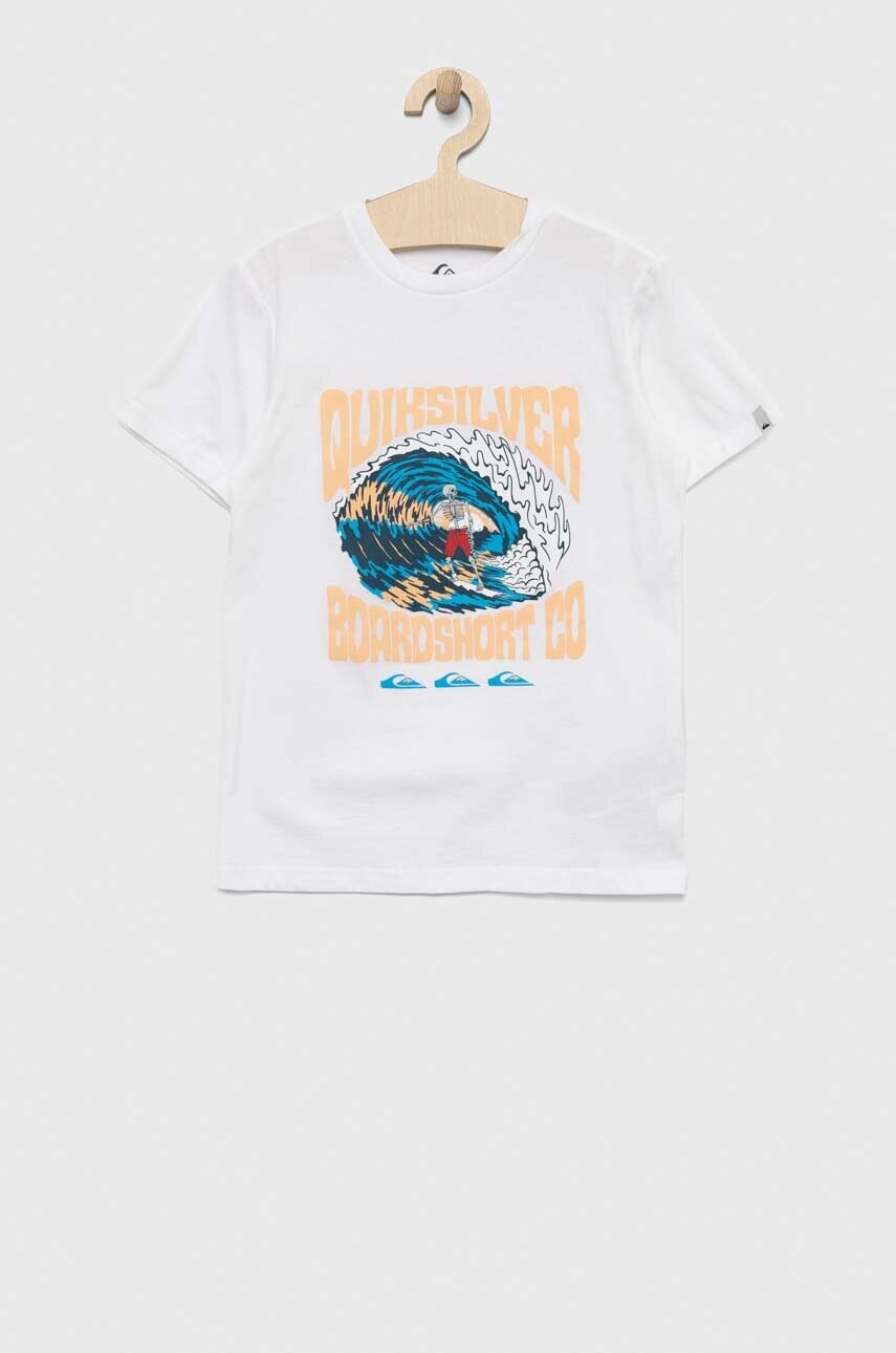 

Детская хлопковая футболка Quiksilver цвет белый с принтом