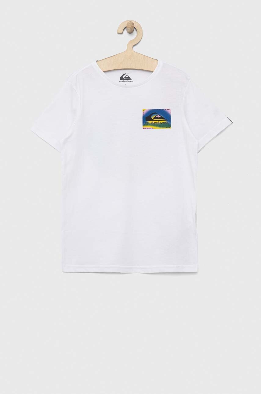 

Детская хлопковая футболка Quiksilver цвет белый узорная
