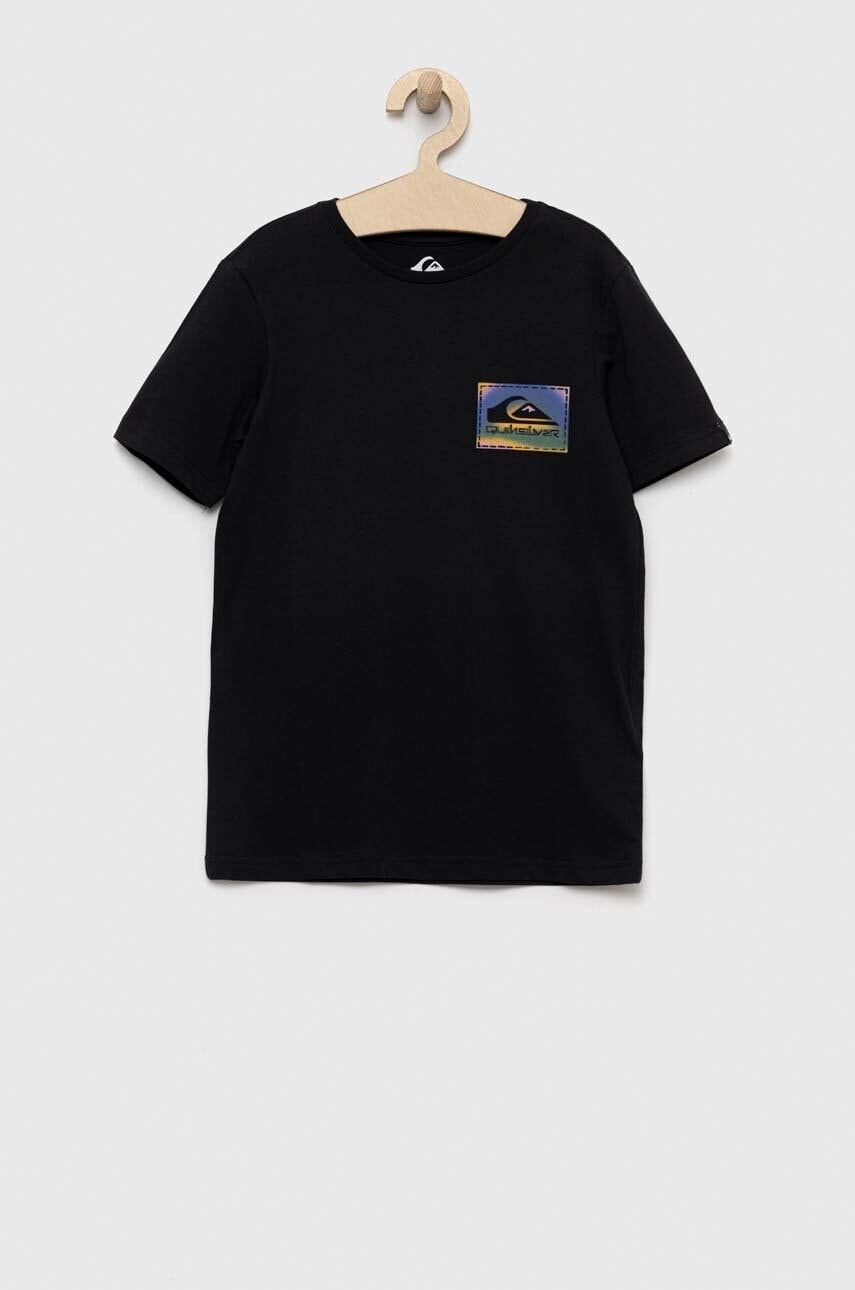 Quiksilver tricou de bumbac pentru copii culoarea negru, modelator
