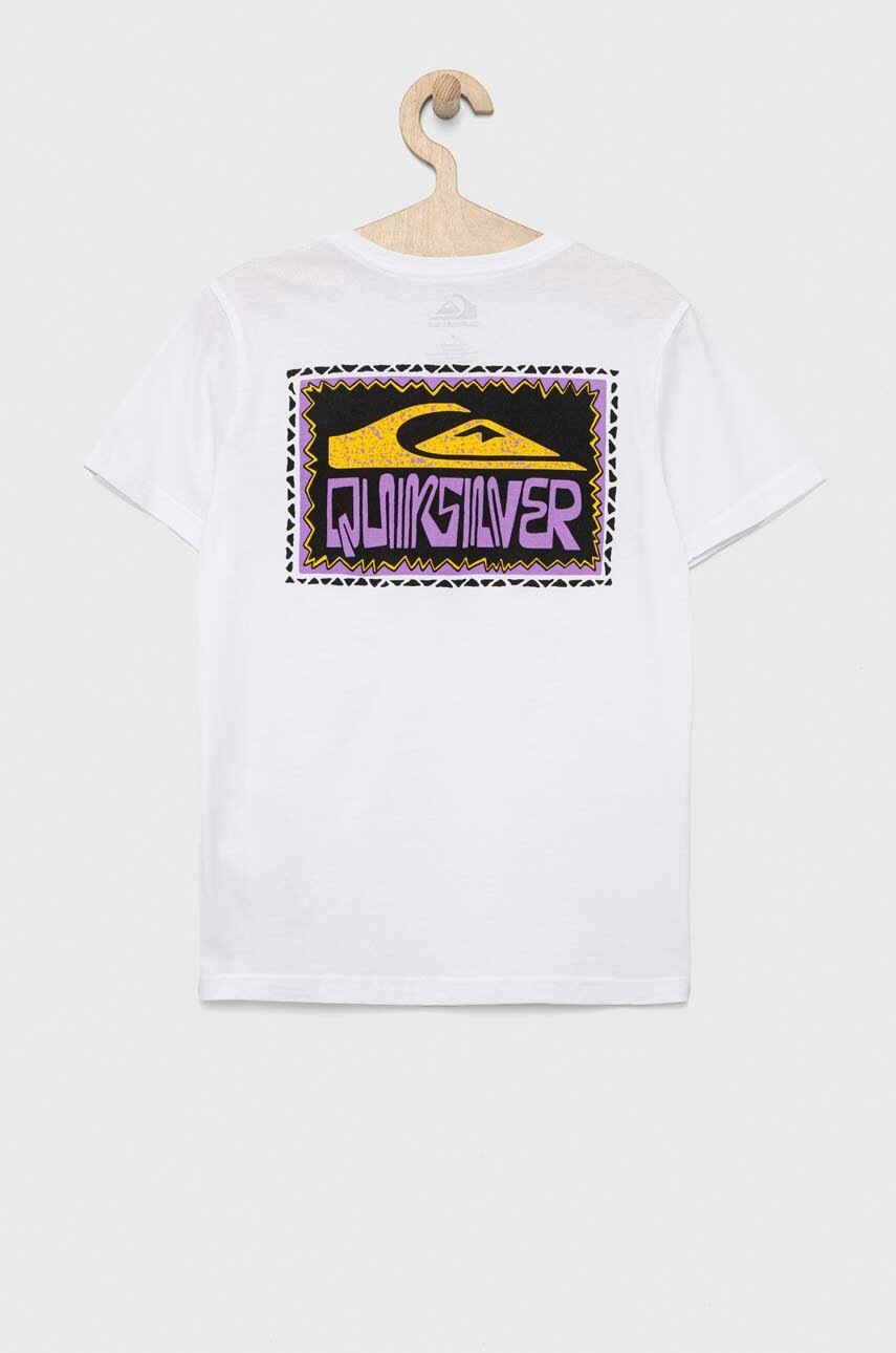 

Дитяча бавовняна футболка Quiksilver колір білий візерунок