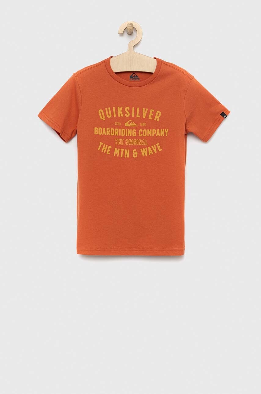 

Дитяча бавовняна футболка Quiksilver колір помаранчевий з принтом