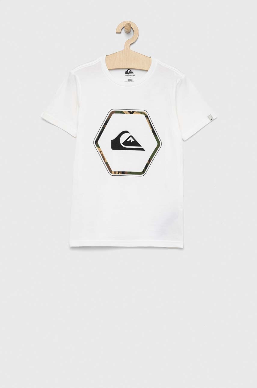 

Детская хлопковая футболка Quiksilver цвет белый с принтом