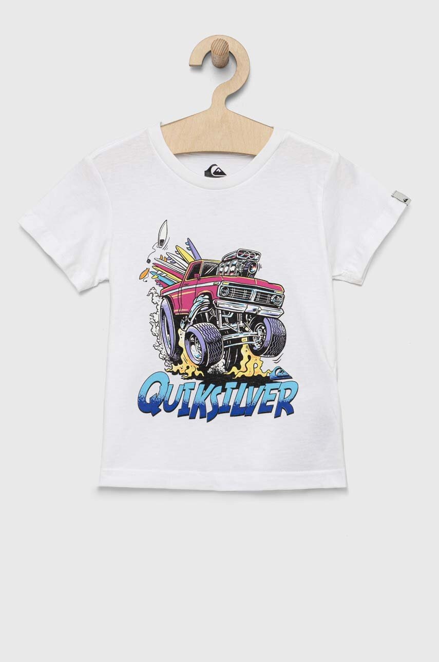 

Детская хлопковая футболка Quiksilver цвет белый с принтом
