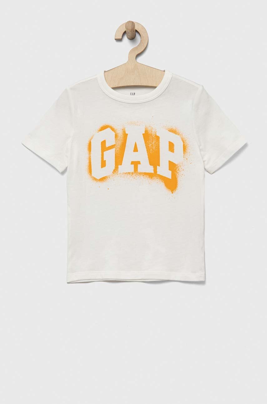 

Детска памучна тениска GAP в бяло с принт, Бял