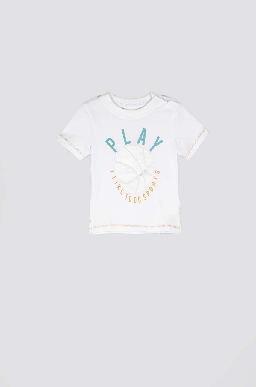 Levně Dětské bavlněné tričko Coccodrillo bílá barva, s potiskem