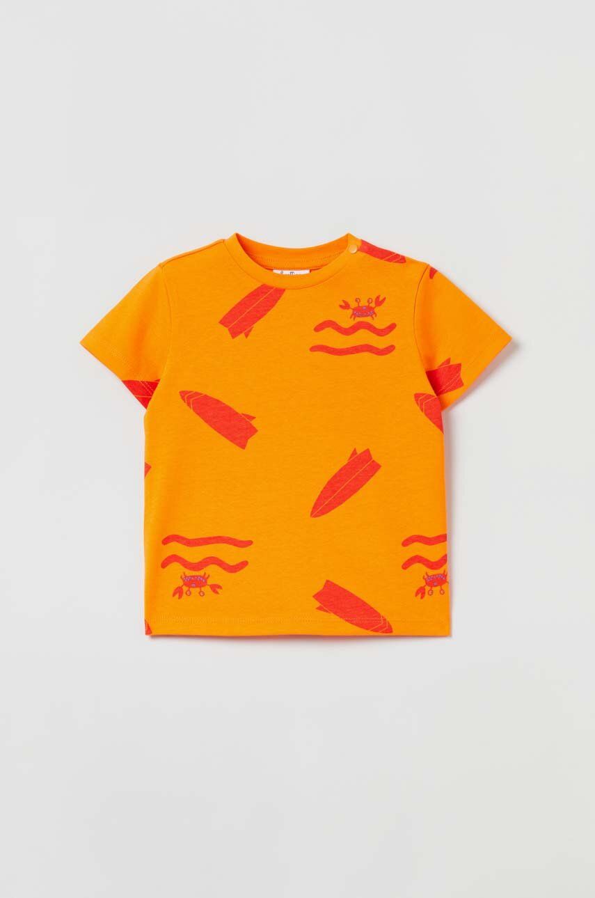 OVS tricou din bumbac pentru bebelusi culoarea portocaliu, modelator