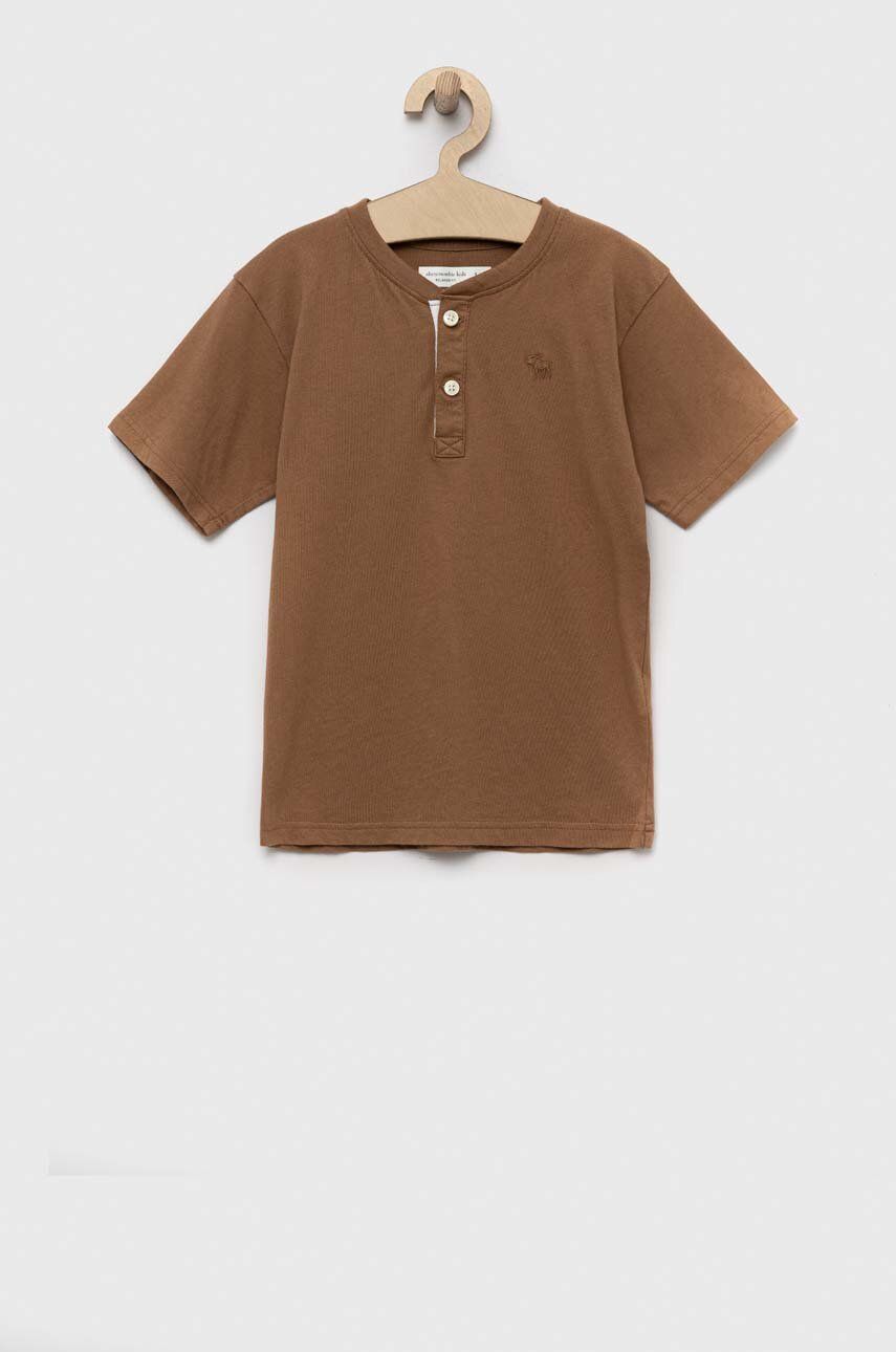 Dětské bavlněné tričko Abercrombie & Fitch hnědá barva - hnědá -  100 % Bavlna