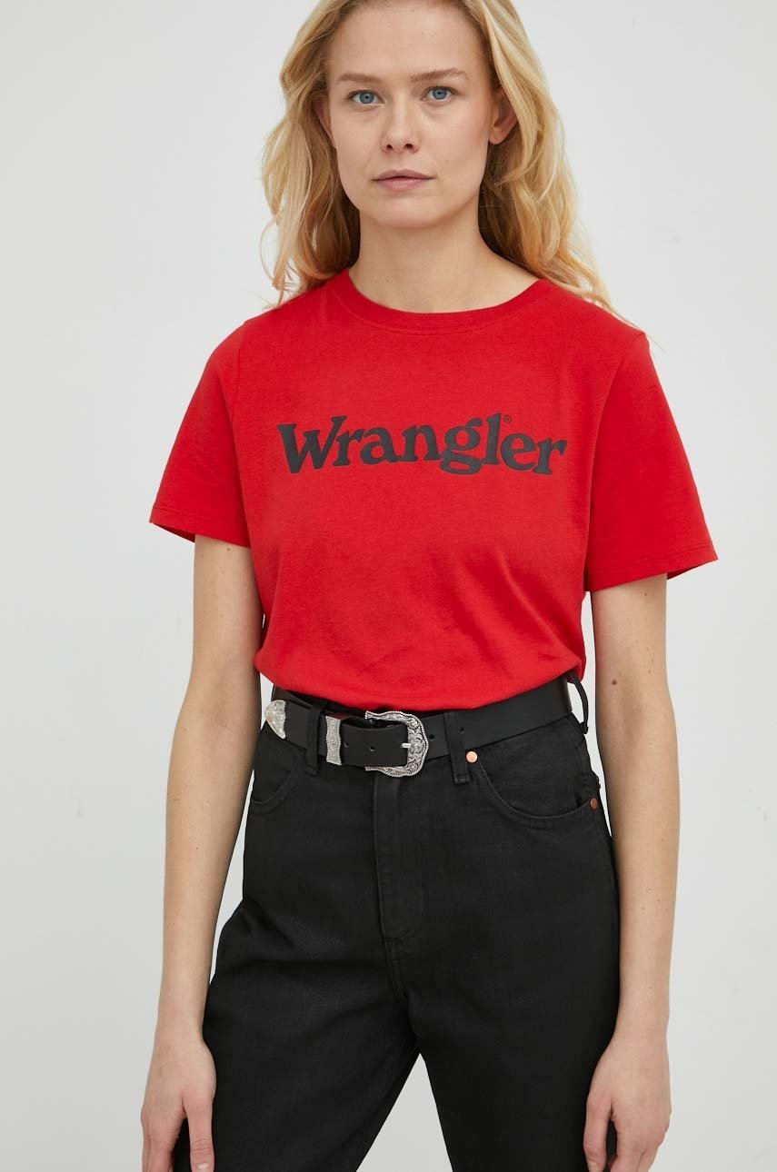 

Памучна тениска Wrangler в червено, Червен