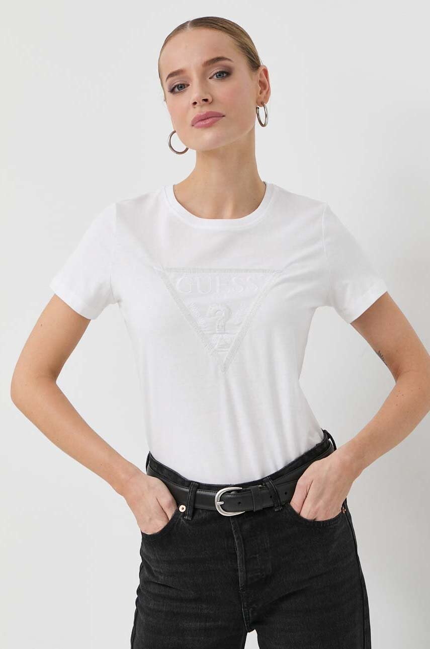 

Хлопковая футболка Guess цвет белый