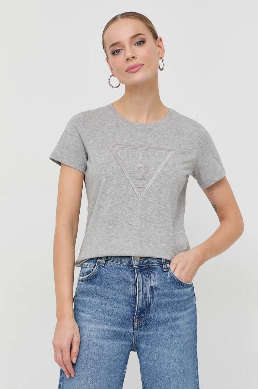 

Хлопковая футболка Guess цвет серый