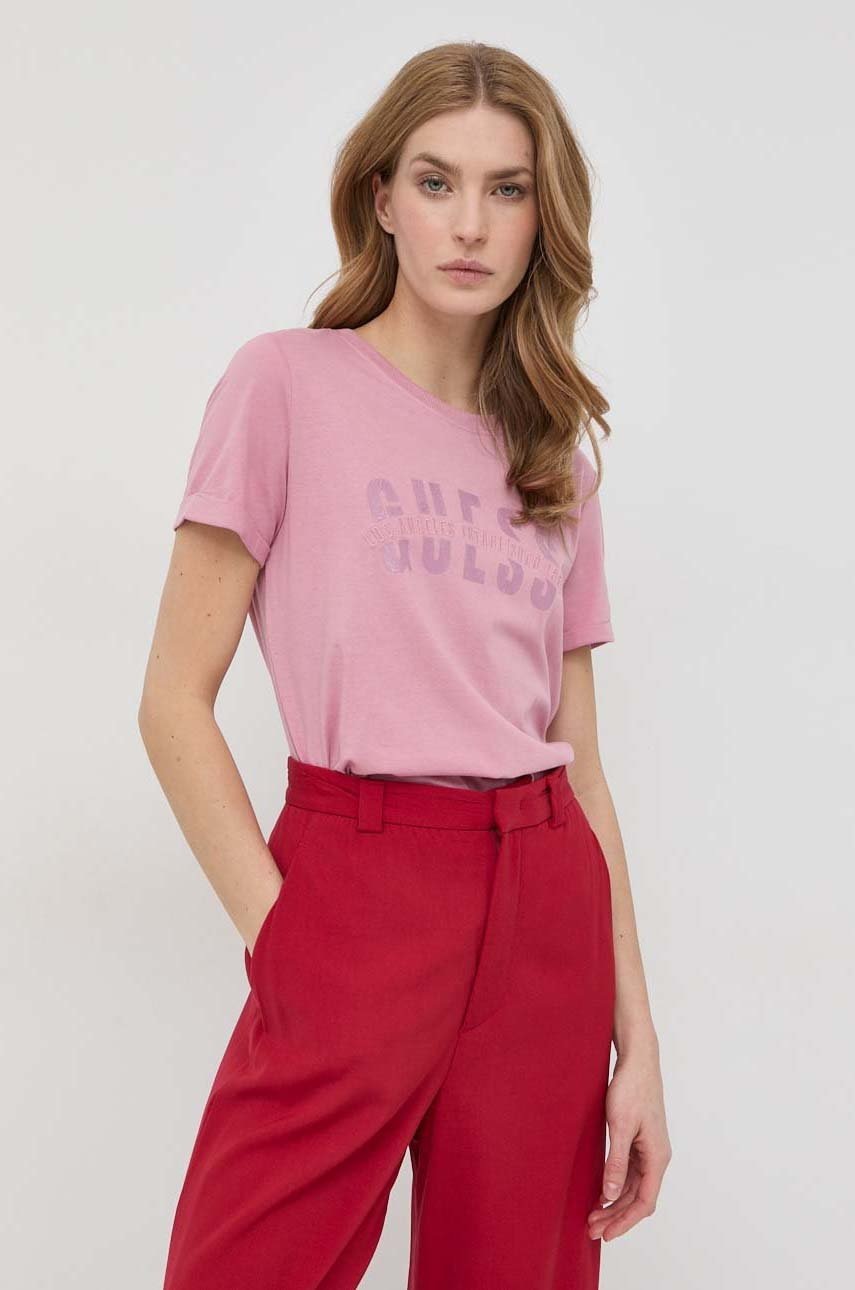 

Футболка Guess жіночий колір рожевий