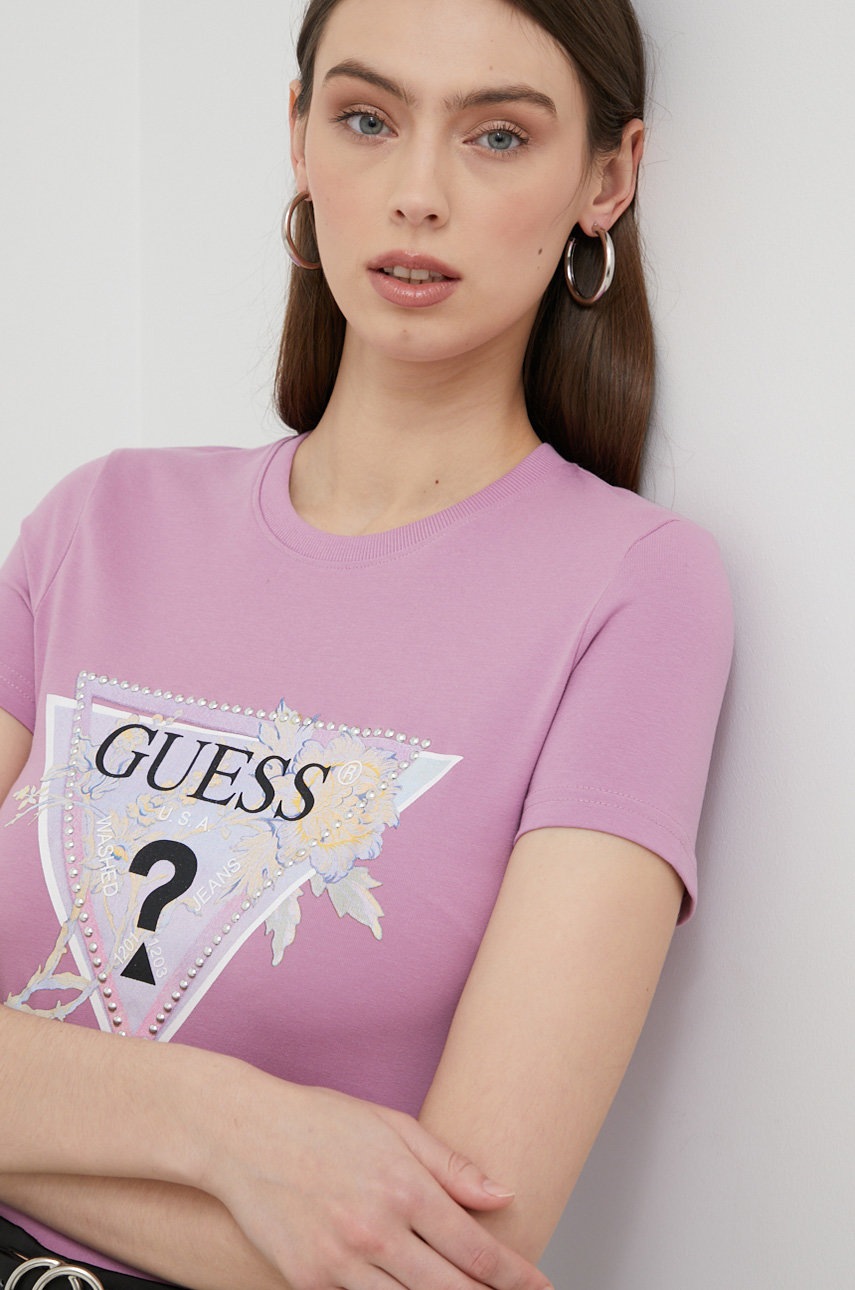 

Тениска Guess в розово, Розов