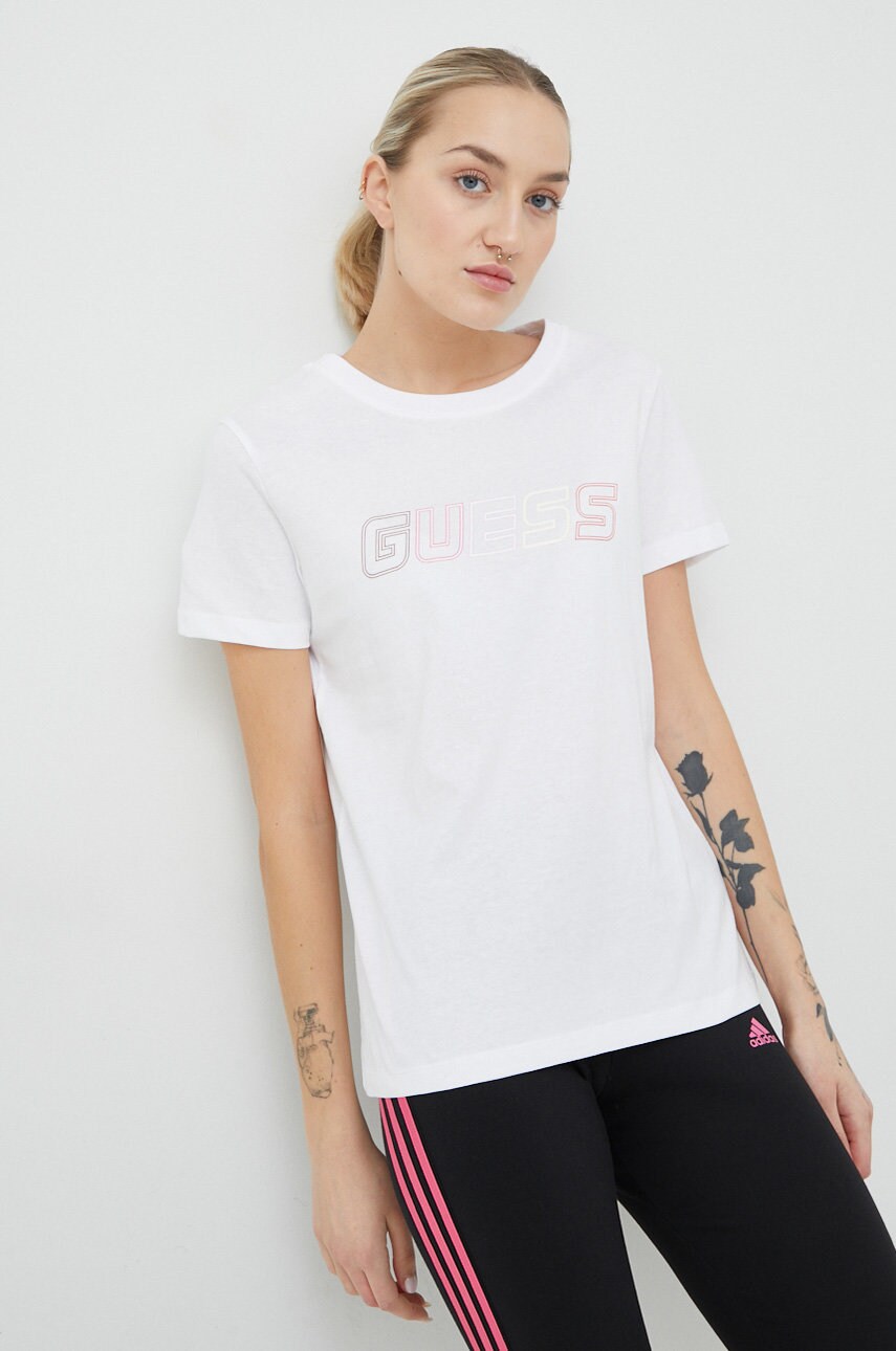 

Хлопковая футболка Guess цвет белый