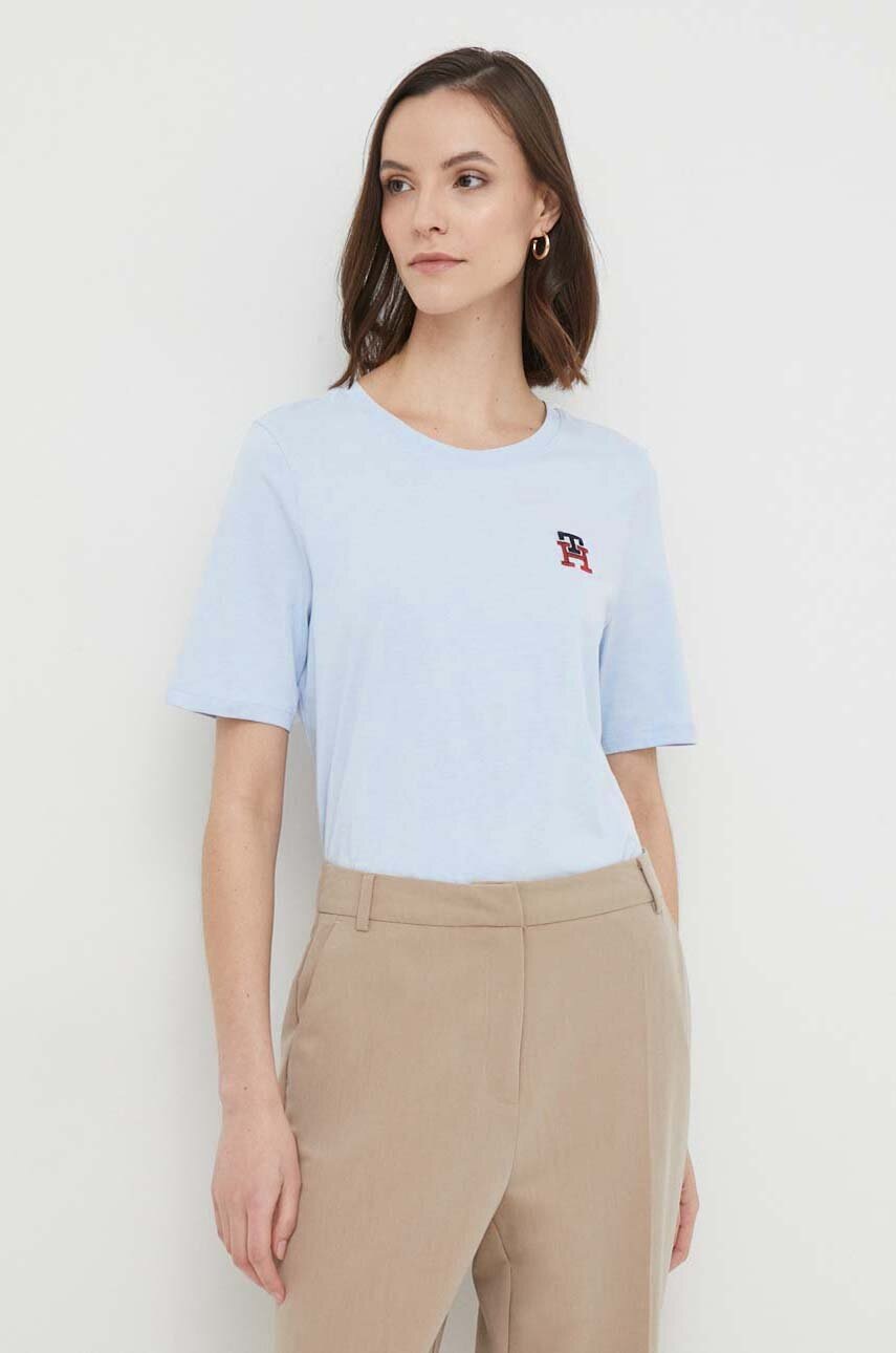 

Памучна тениска Tommy Hilfiger в синьо, Син