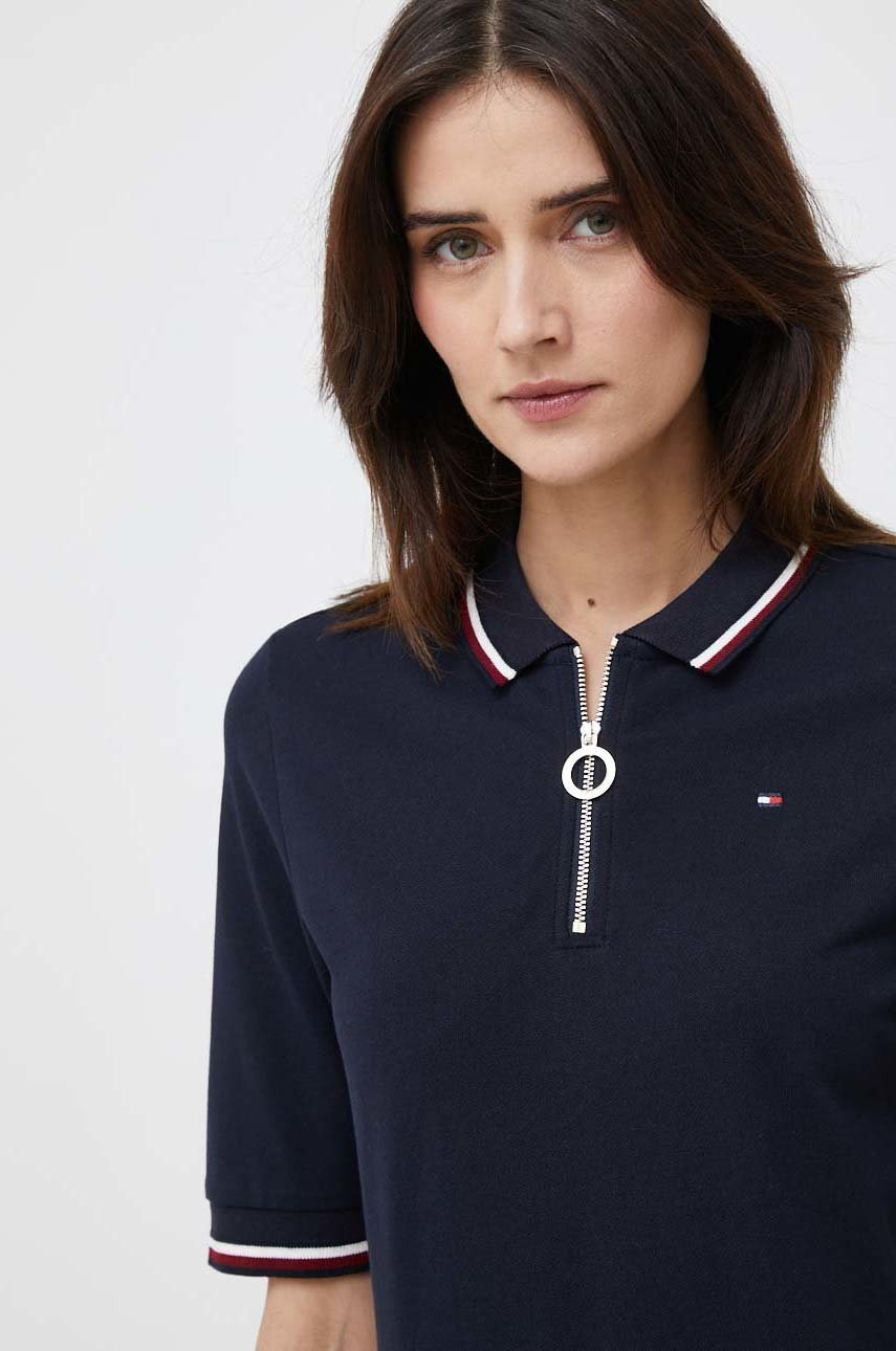 

Тениска с яка Tommy Hilfiger в тъмносиньо с яка тип peter pan, Тъмносин