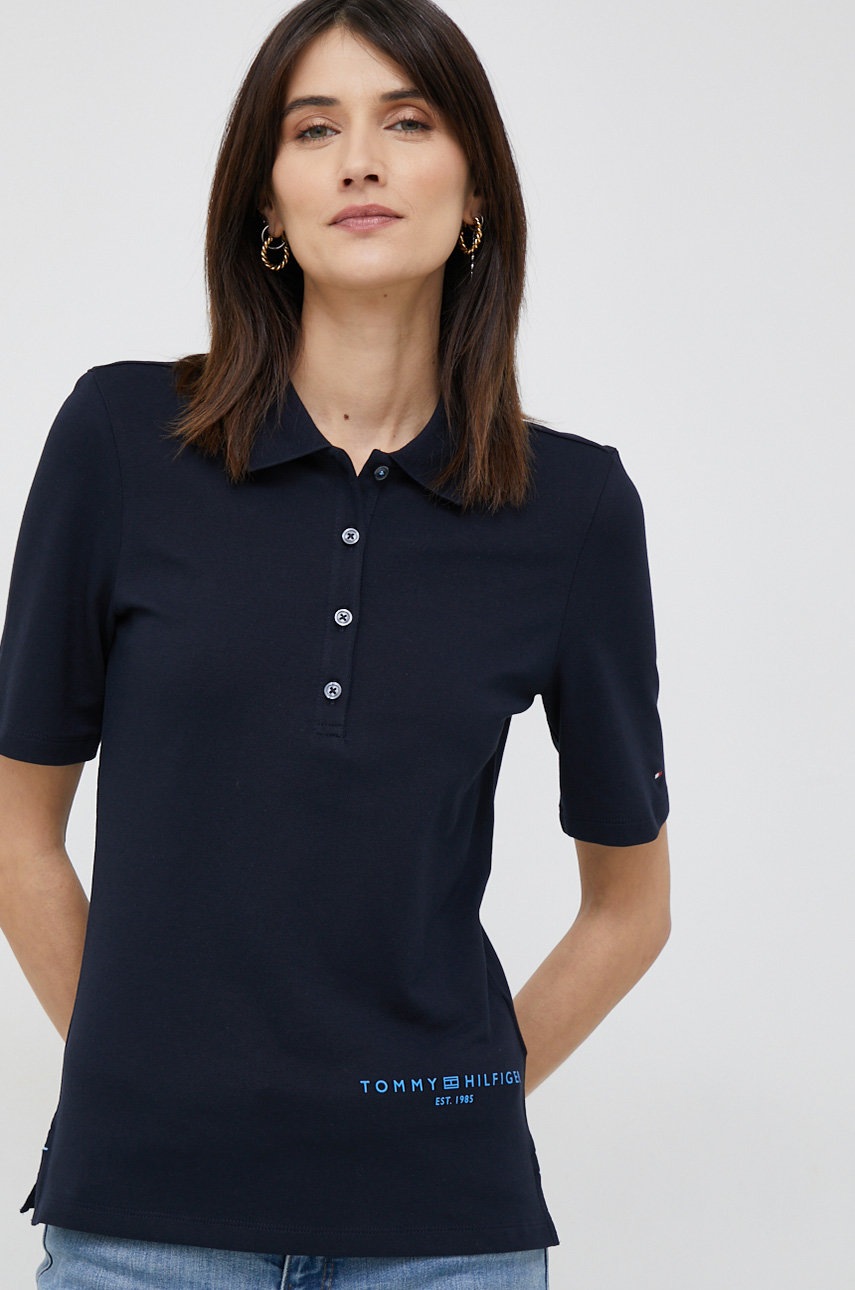 

Тениска с яка Tommy Hilfiger в тъмносиньо, Тъмносин