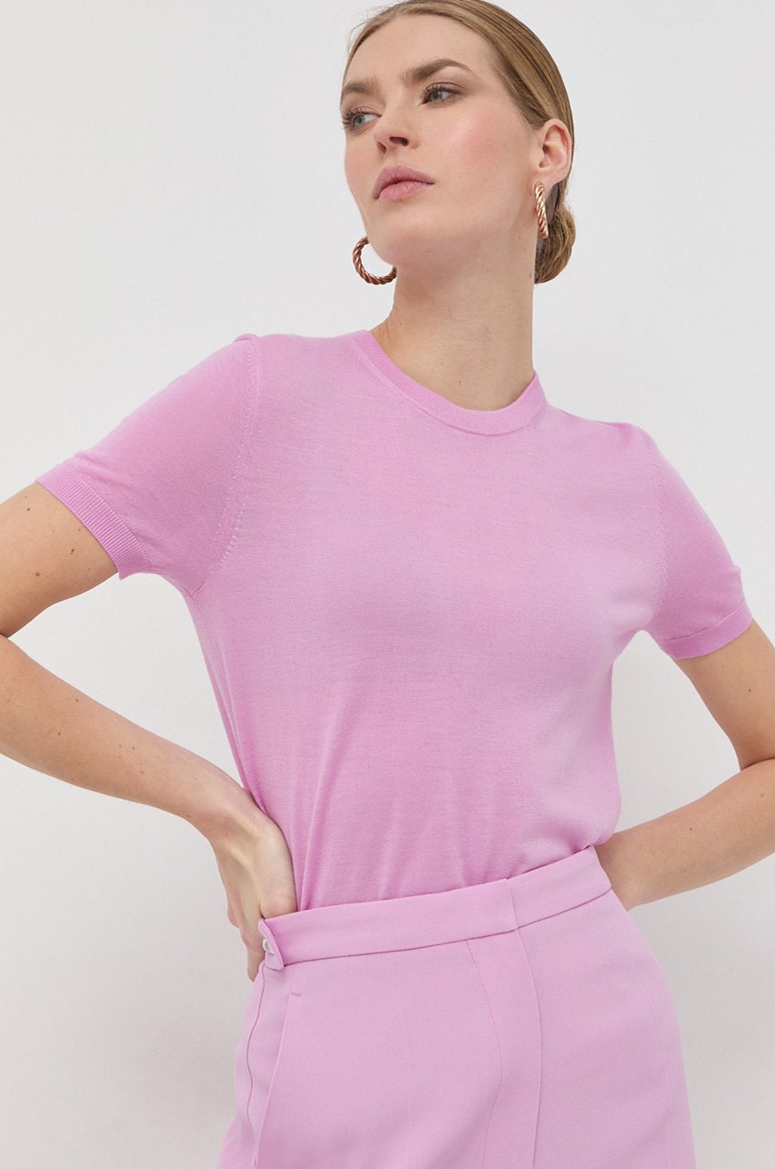 Boss pulover de lana femei, culoarea roz
