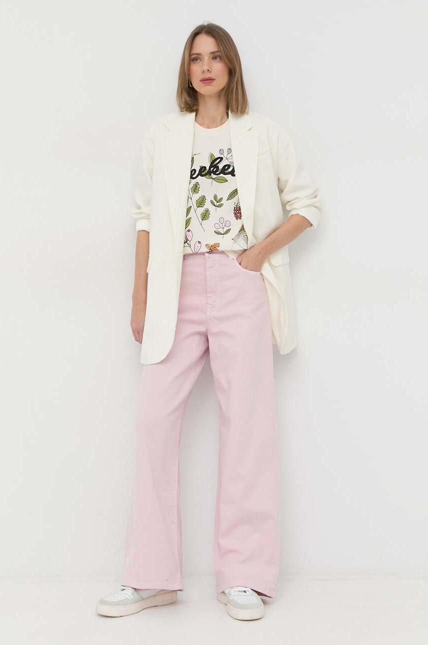 

Хлопковая футболка Weekend Max Mara цвет бежевый