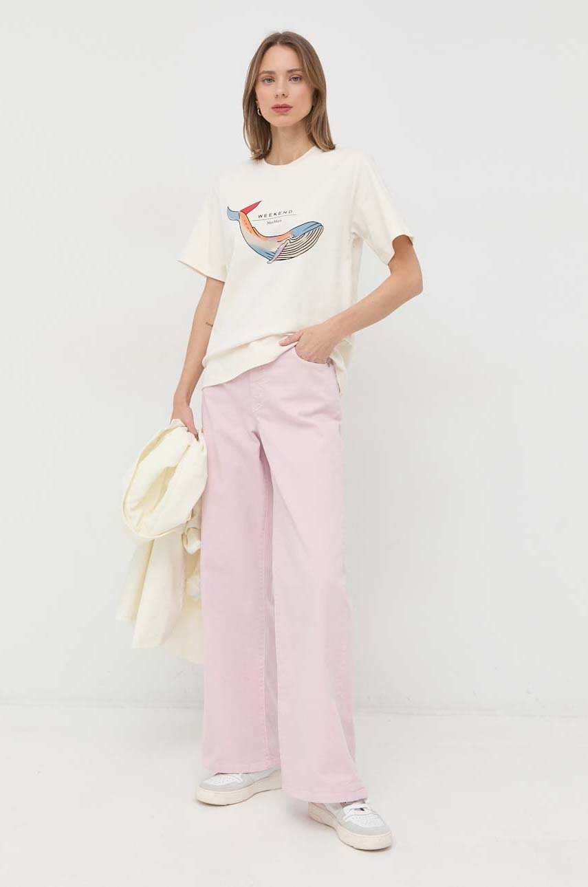 

Бавовняна футболка Weekend Max Mara колір бежевий