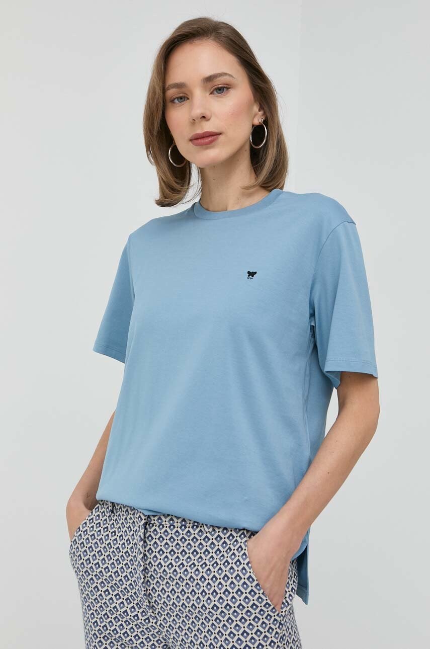 

Памучна тениска Weekend Max Mara в синьо, Син