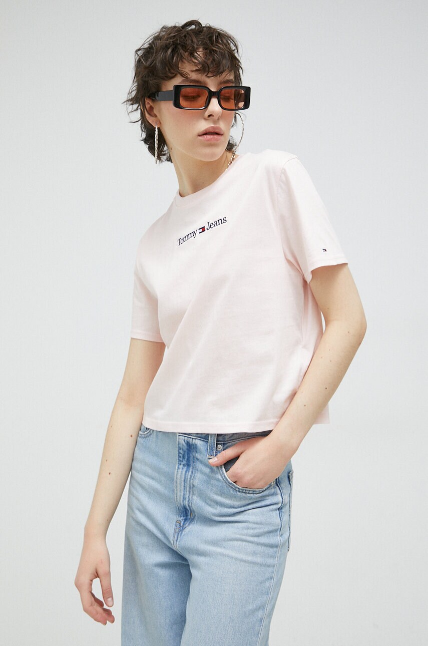 

Бавовняна футболка Tommy Jeans колір рожевий