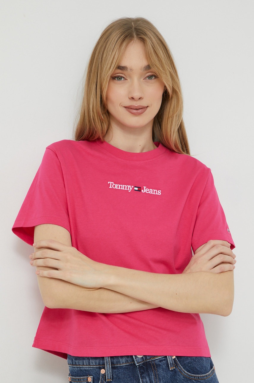 

Бавовняна футболка Tommy Jeans колір рожевий