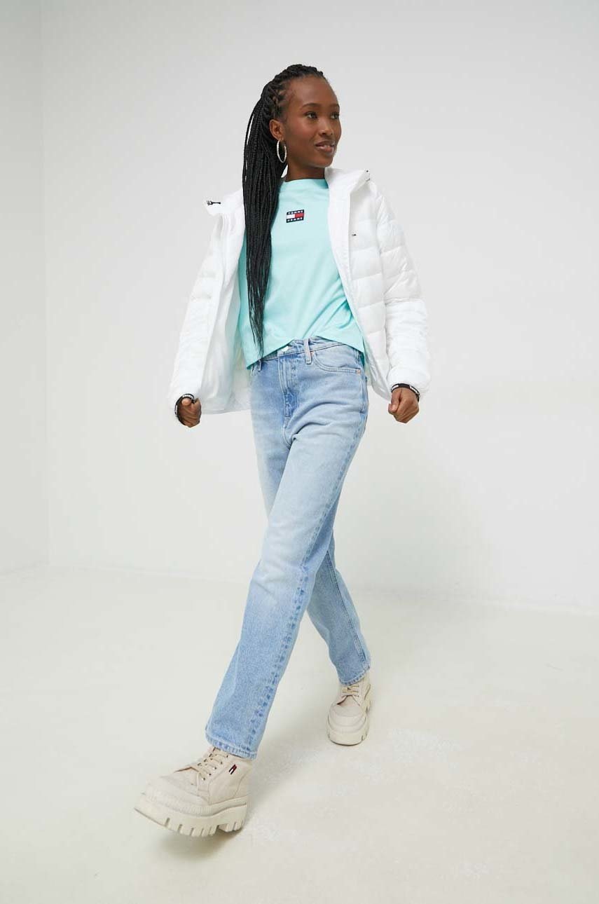 

футболка Tommy Jeans женский цвет бирюзовый