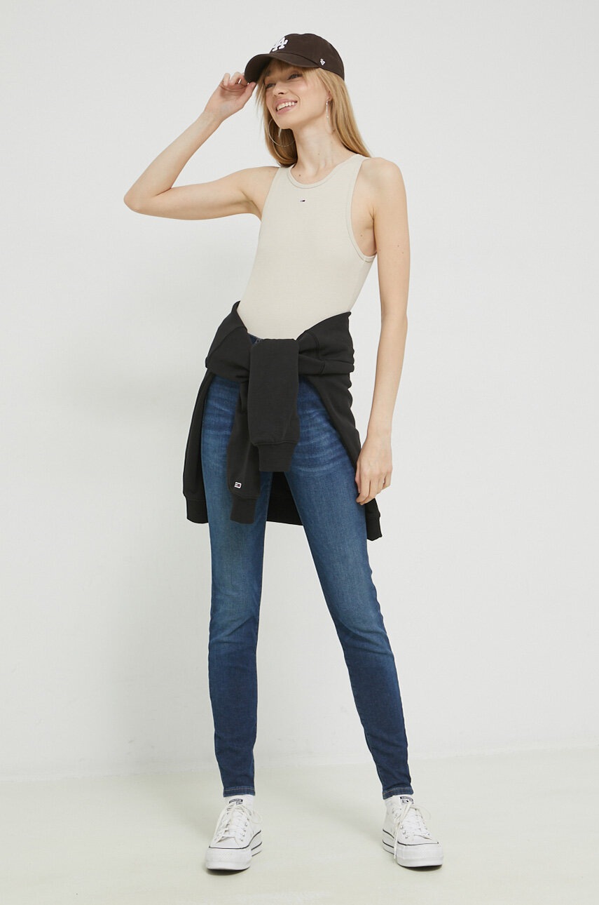 

Топ Tommy Jeans жіночий колір бежевий