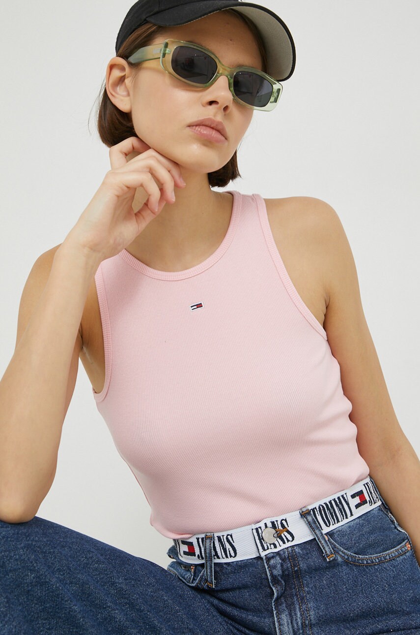 

Топ Tommy Jeans женский цвет розовый