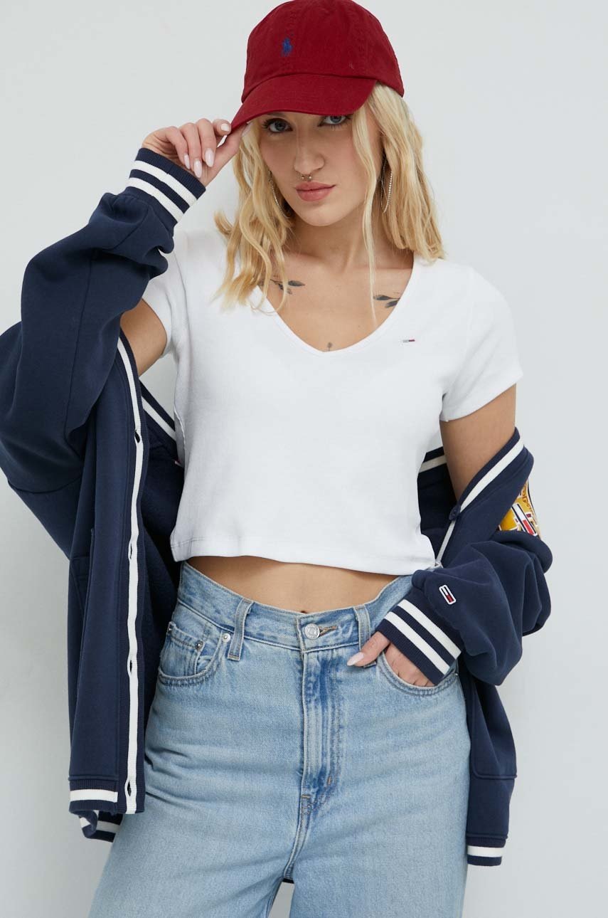 

футболка Tommy Jeans женский цвет белый