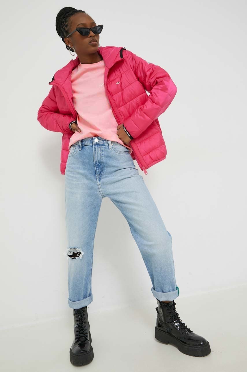 

Хлопковая футболка Tommy Jeans цвет розовый