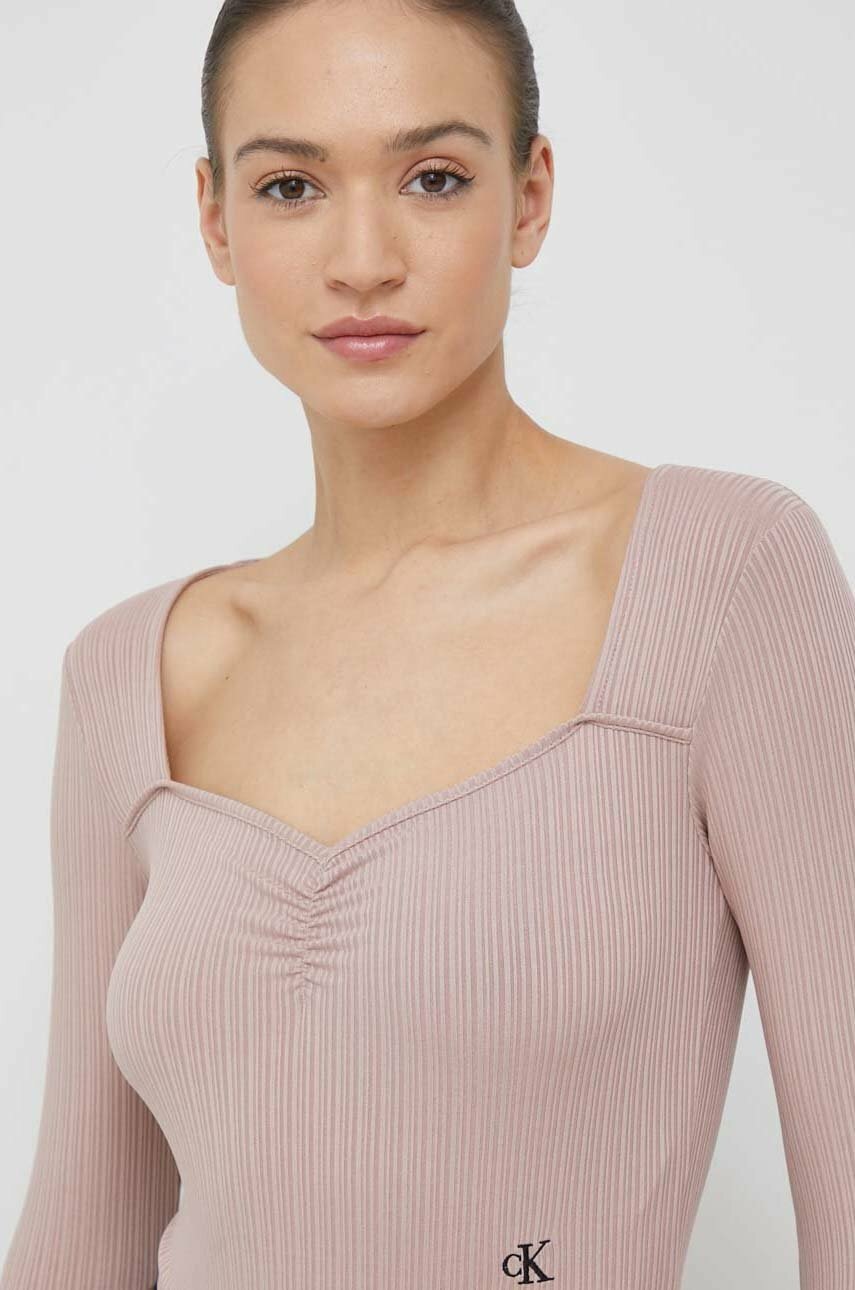

Боди Calvin Klein Jeans дамско в лилаво, Розов