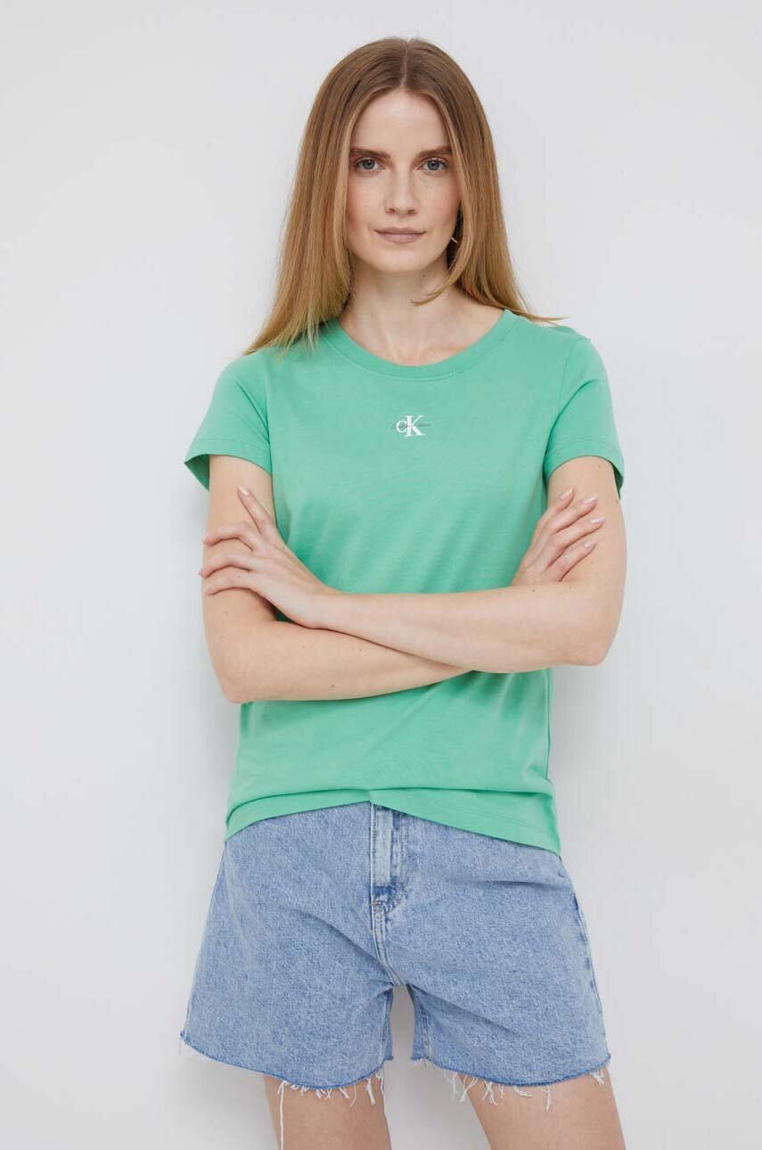 

Памучна тениска Calvin Klein Jeans В лилаво, Зелен