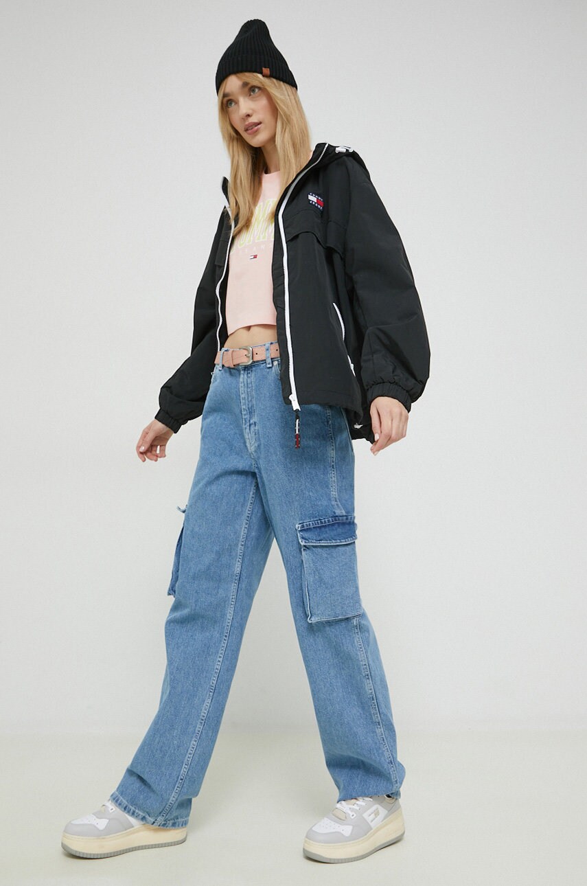 

Хлопковая футболка Tommy Jeans цвет розовый