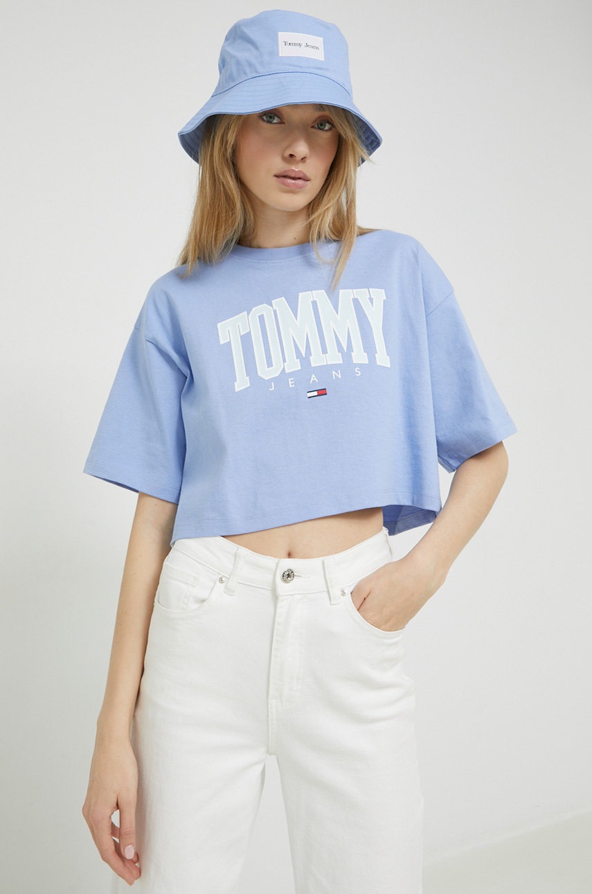 

Памучна тениска Tommy Jeans в синьо, Син