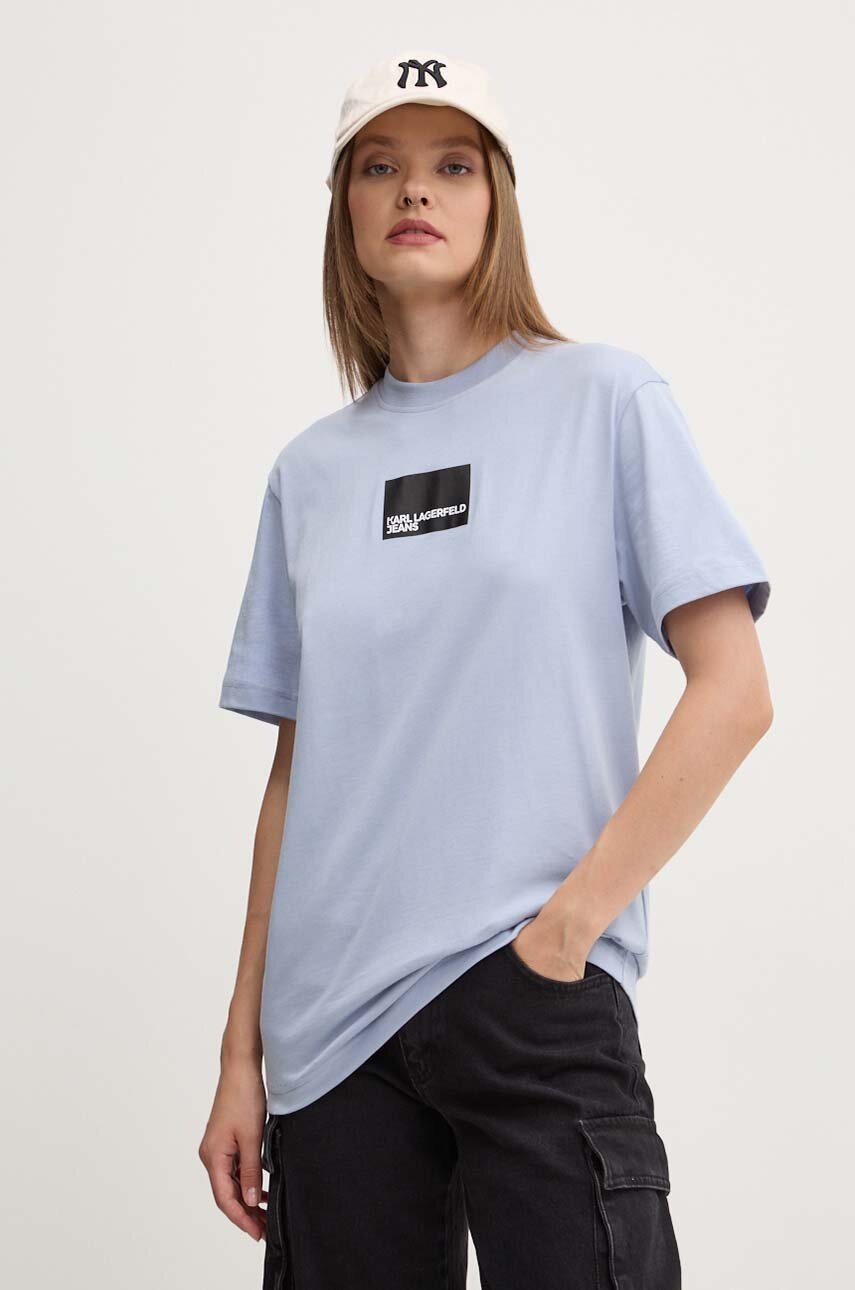 

Памучна тениска Karl Lagerfeld Jeans в синьо, Син