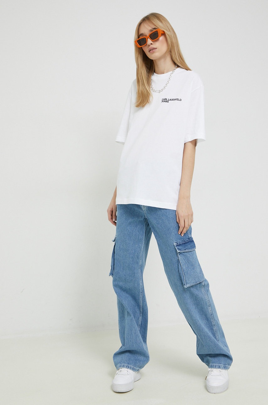 

Бавовняна футболка Karl Lagerfeld Jeans колір білий