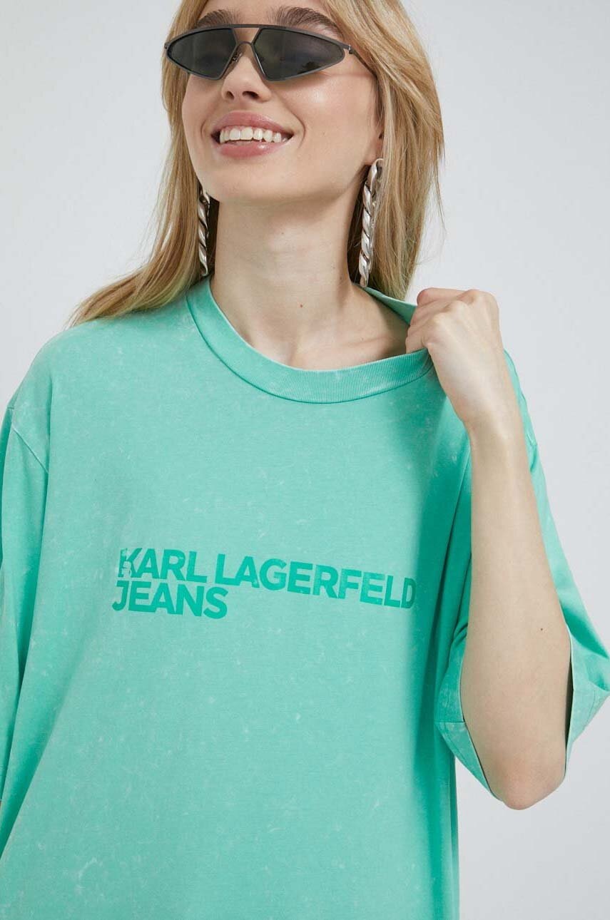 

Хлопковая футболка Karl Lagerfeld Jeans цвет бирюзовый
