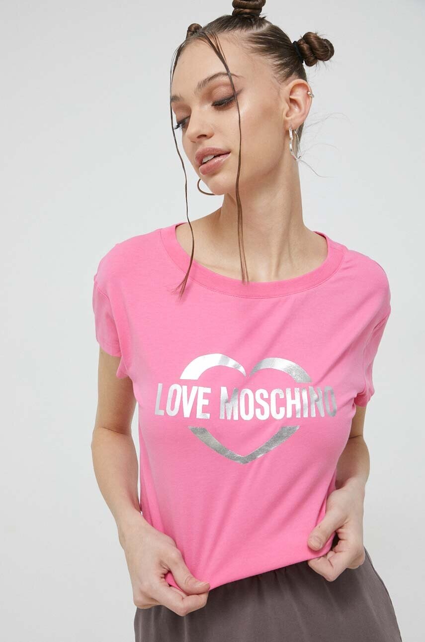 

Футболка Love Moschino жіночий колір рожевий