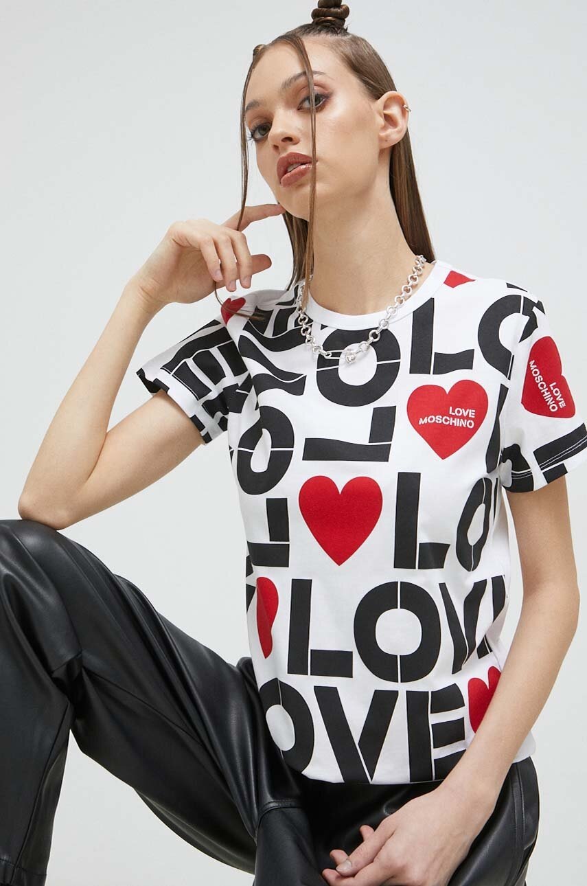 

Памучна тениска Love Moschino в бяло, Бял