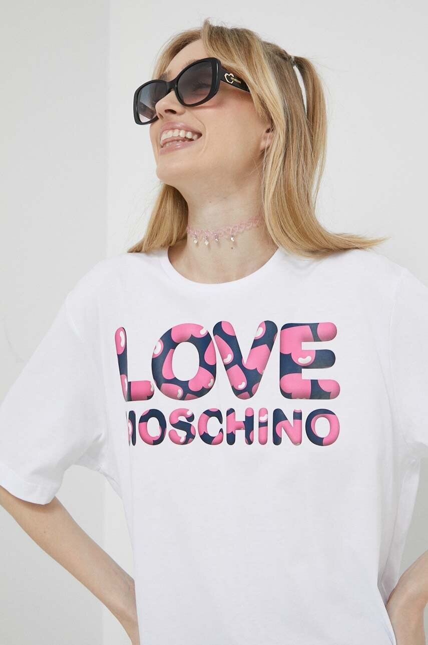 

Бавовняна футболка Love Moschino колір білий