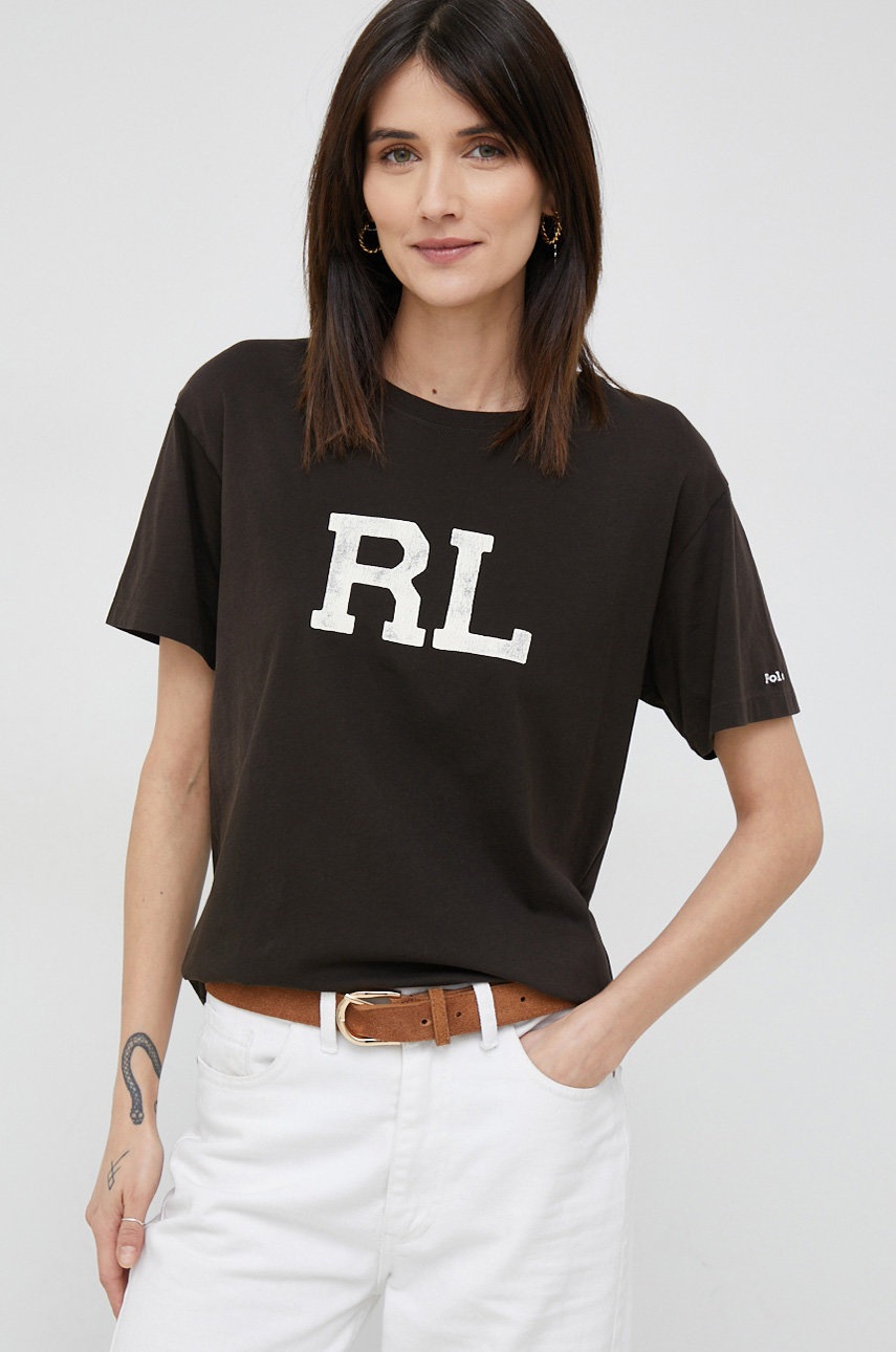 

Хлопковая футболка Polo Ralph Lauren цвет коричневый