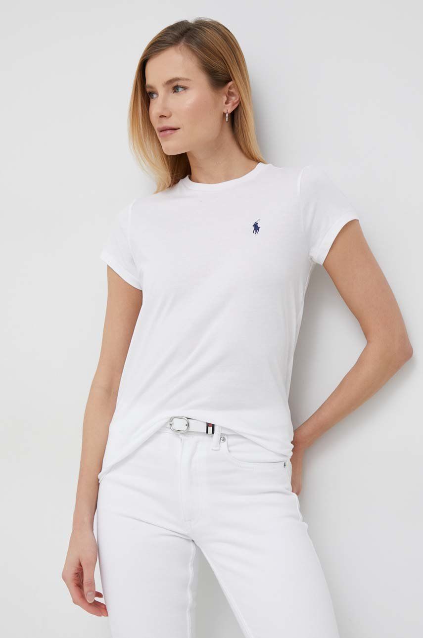 Levně Bavlněné tričko Polo Ralph Lauren bílá barva, 211898698