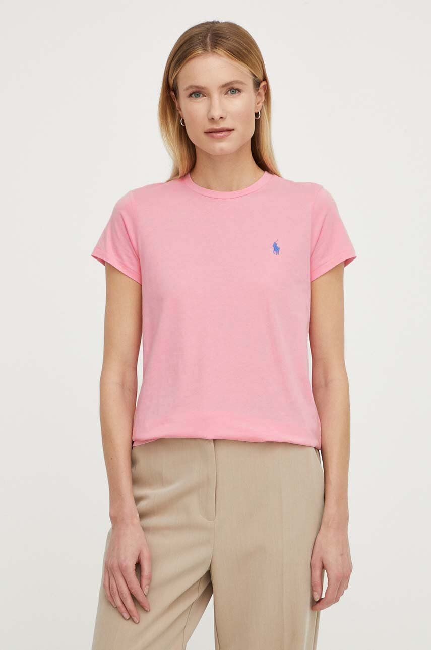Levně Bavlněné tričko Polo Ralph Lauren růžová barva, 211898698