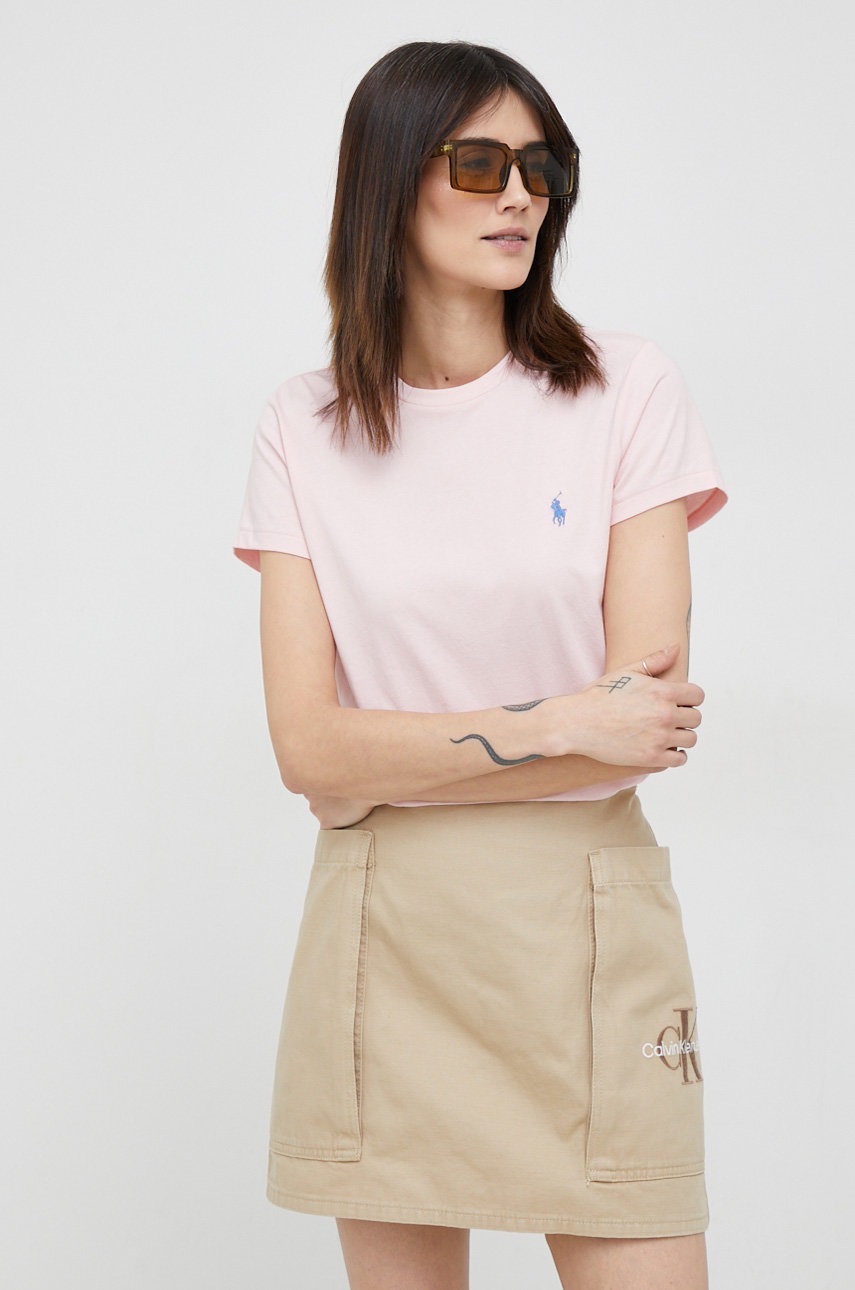 

Бавовняна футболка Polo Ralph Lauren колір рожевий