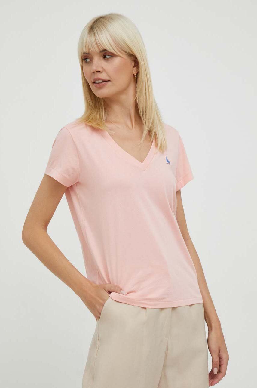 Bavlněné tričko Polo Ralph Lauren růžová barva - růžová